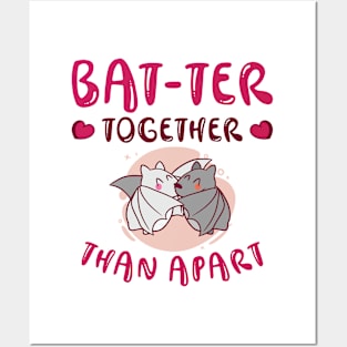 Valentine's Day Cuddling Cute Bats Couple Posters and Art